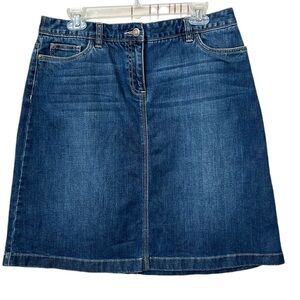 Boden Anthropologie‎ Denim Skirt Five Pocket Jean Skirt Whiskers Blue 10R
